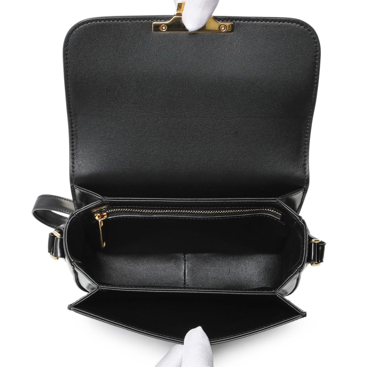 Celine Black Shiny Calfskin Teen Triomphe Handbags Celine