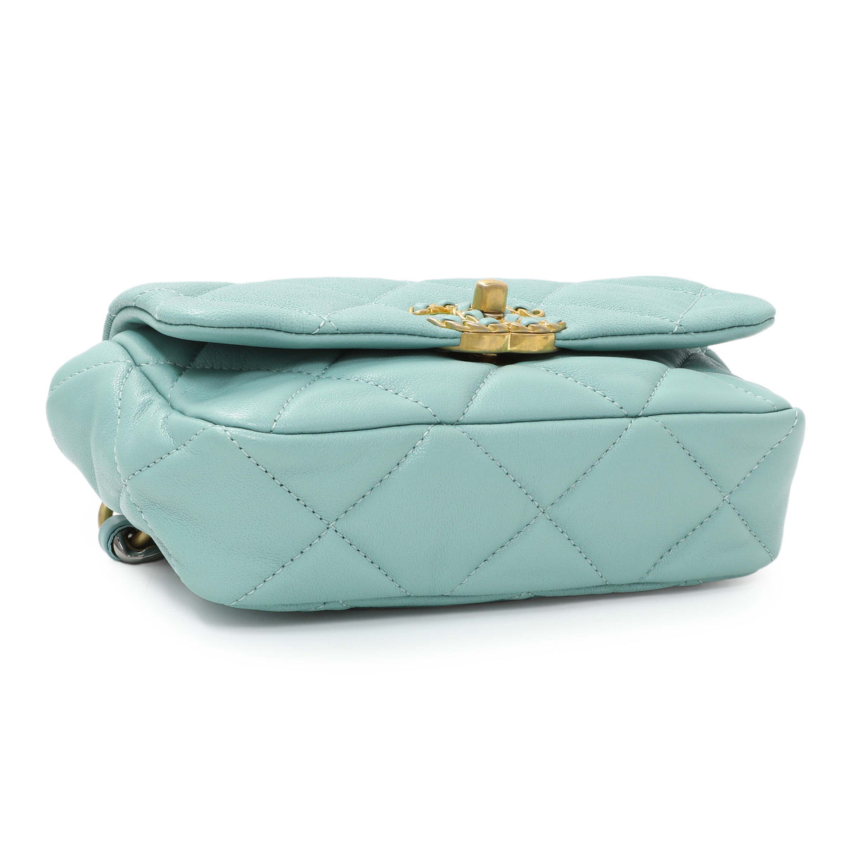 Chanel Teal Goatskin Quilted Chanel 19 Waist Bag Handbags Chanel