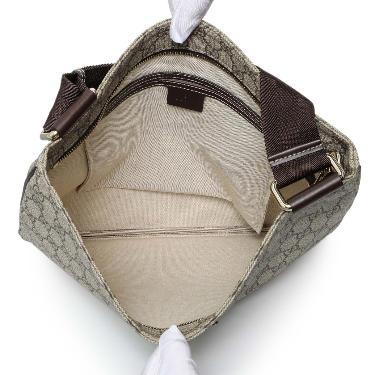 Gucci GG Supreme Monogram Medium Flat Messenger Bag Handbags Gucci