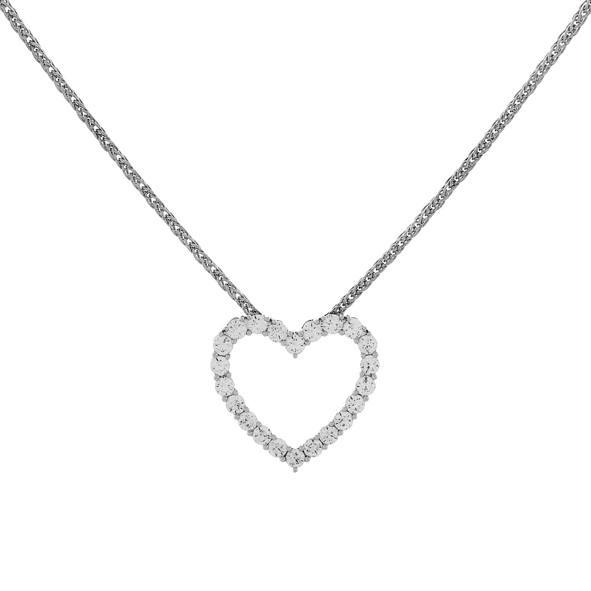 14K White Gold 3.36 Carat Diamond Heart Pendant Fine Jewellery Modaselle