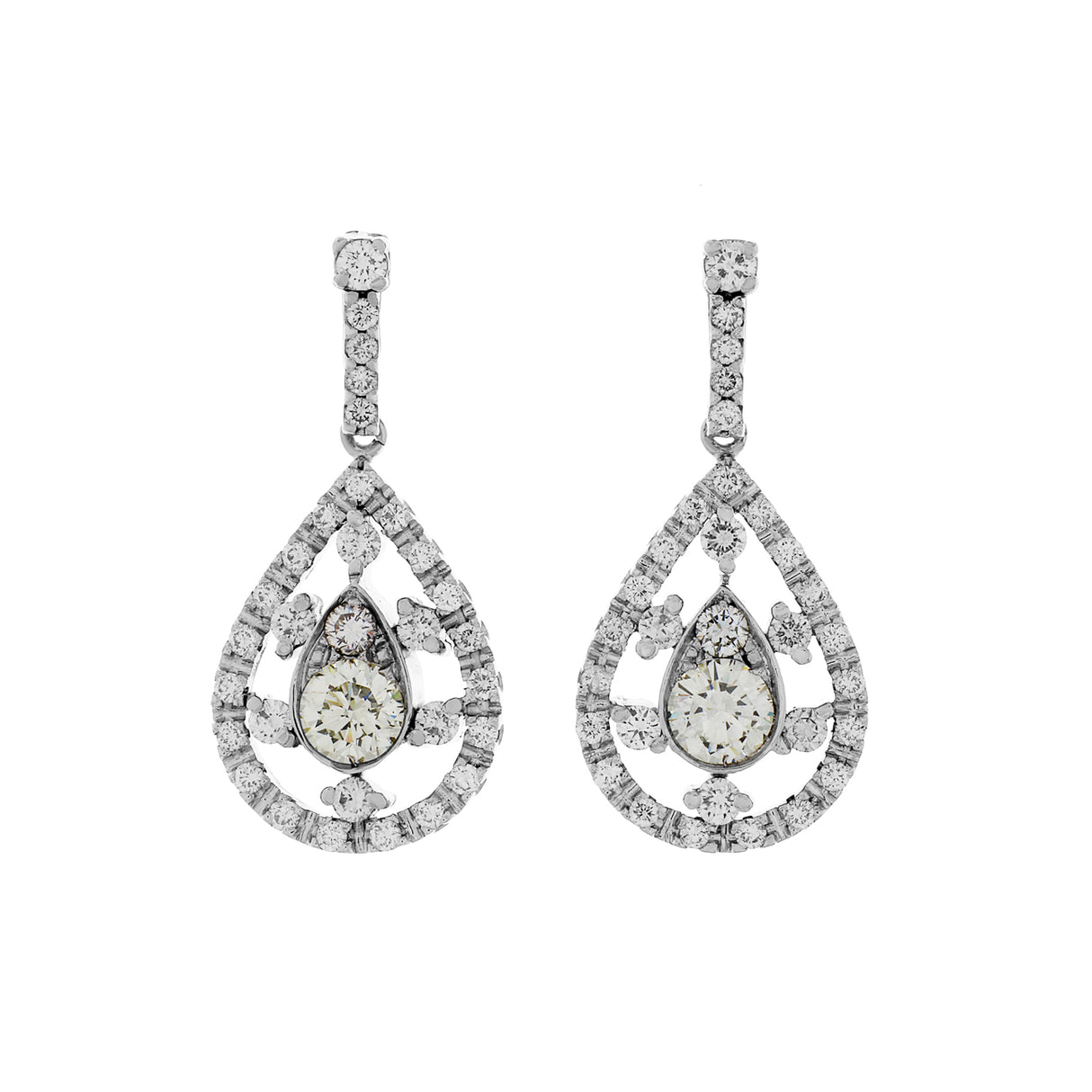 18K White Gold 3.48 Carat Pear Drop Earrings Fine Jewellery Modaselle