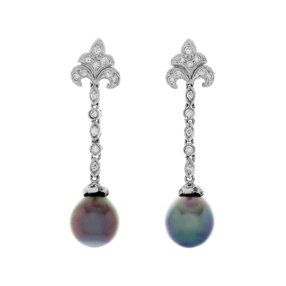 18K White Gold Tahitian South Sea Pearl Drop Earrings Fine Jewellery Modaselle