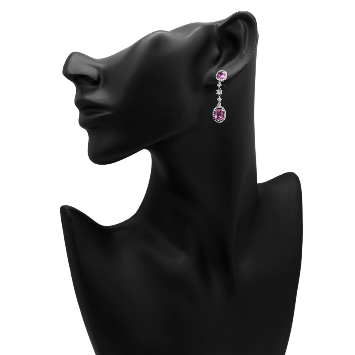 18K White Gold 4.42 Carat Fancy Pink Sapphire Earrings Fine Jewellery Modaselle