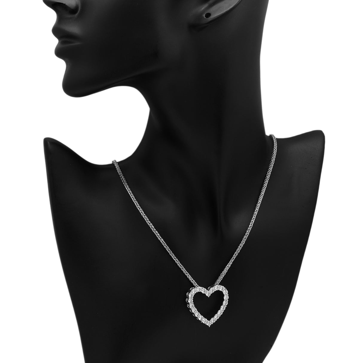 14K White Gold 3.36 Carat Diamond Heart Pendant Fine Jewellery Modaselle