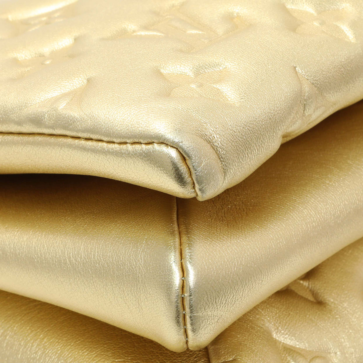 Louis Vuitton Gold Lambskin Embossed Monogram Coussin PM Handbags Louis Vuitton