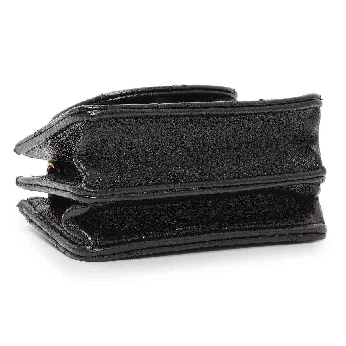 Chanel Black Lambskin Quilted Mini Acccordion Clutch With Chain