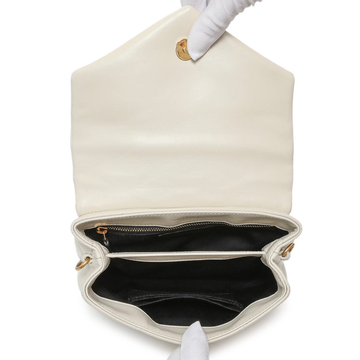 Saint Laurent Ivory Calfskin Monogram Toy Loulou Crossbody Handbags Saint Laurent