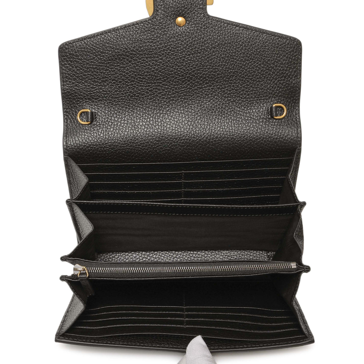 Gucci Black Calfskin GG Marmont Chain Wallet Handbags Gucci