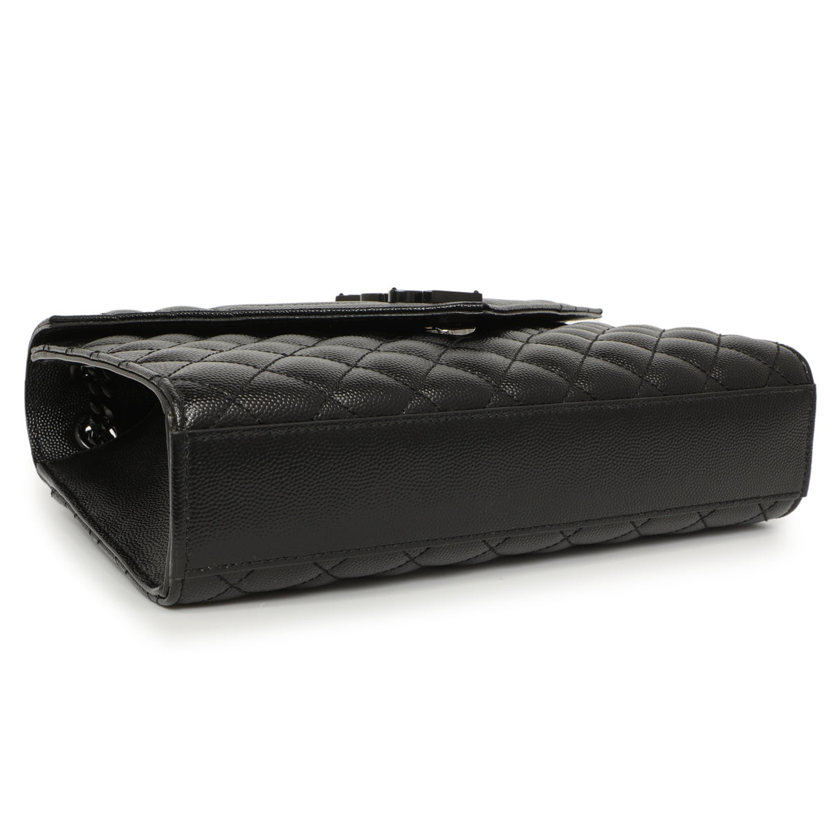 Saint Laurent Black Grain De Poudre Textured Mixed Matelasse Medium Triquilt Monogram Envelope Satchel Handbags Saint Laurent