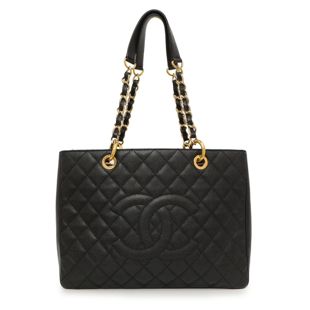 Chanel Black Quilted Caviar Grand Shopping Tote GST Handbags Chanel