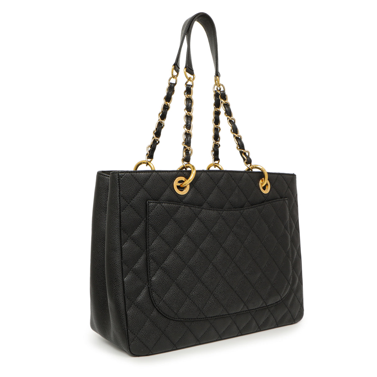 Chanel Black Quilted Caviar Grand Shopping Tote GST Handbags Chanel