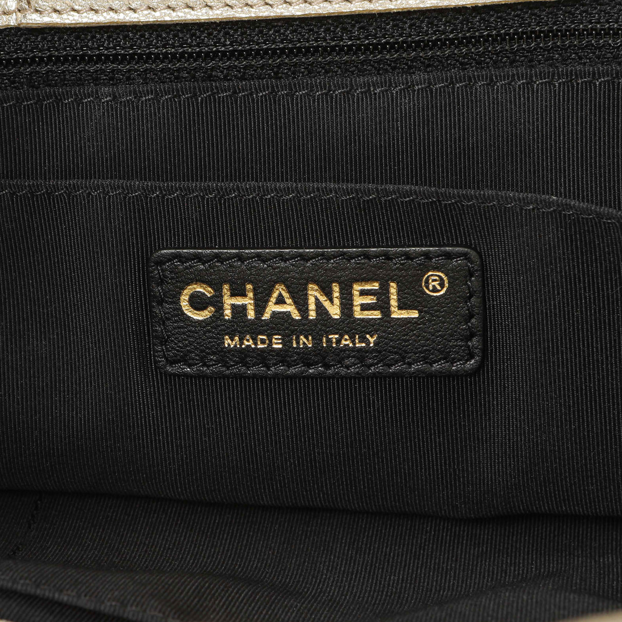Chanel Metallic Gold Black Goatskin Boy Shopping Tote Handbags Chanel