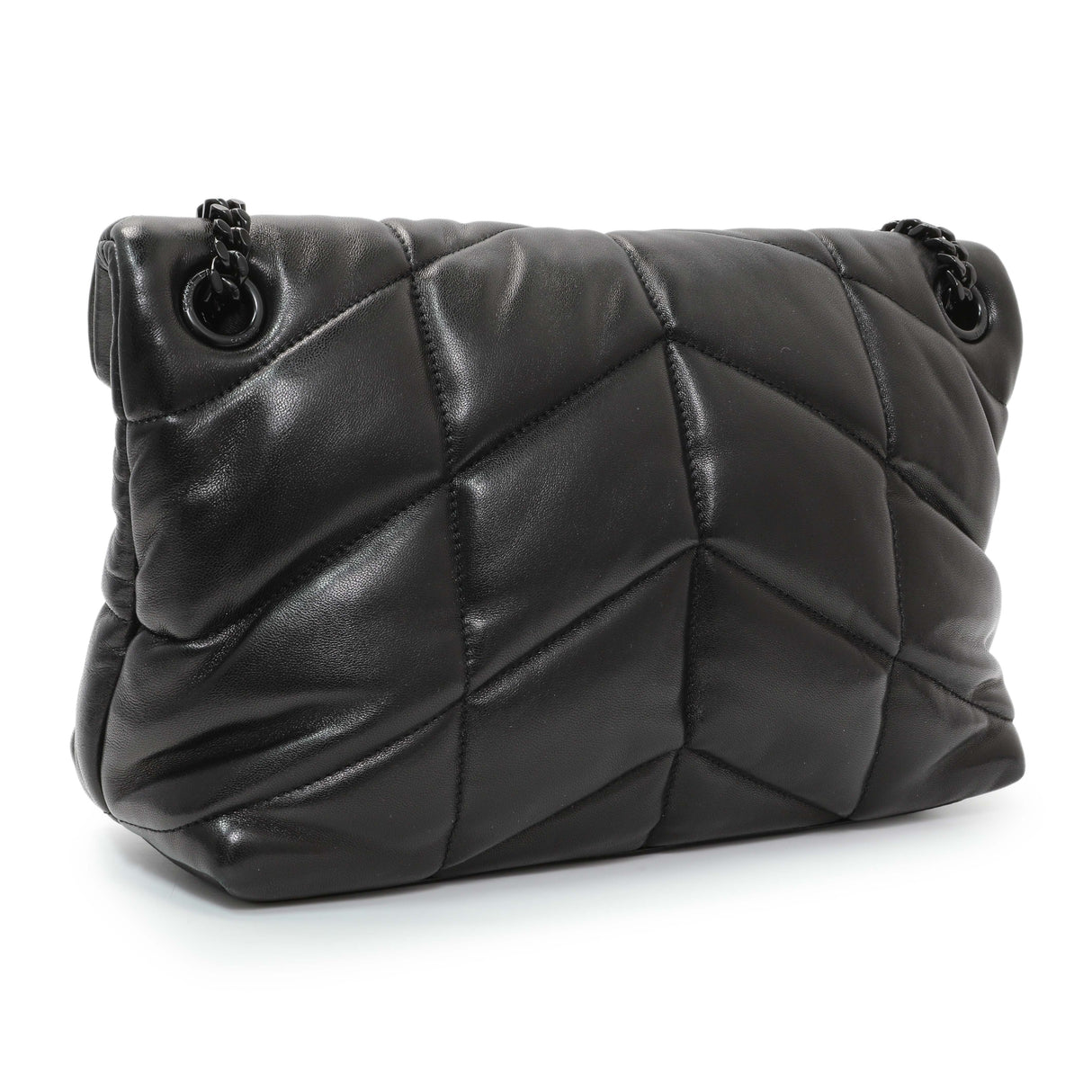 Saint Laurent Black Lambskin Small Loulou Puffer