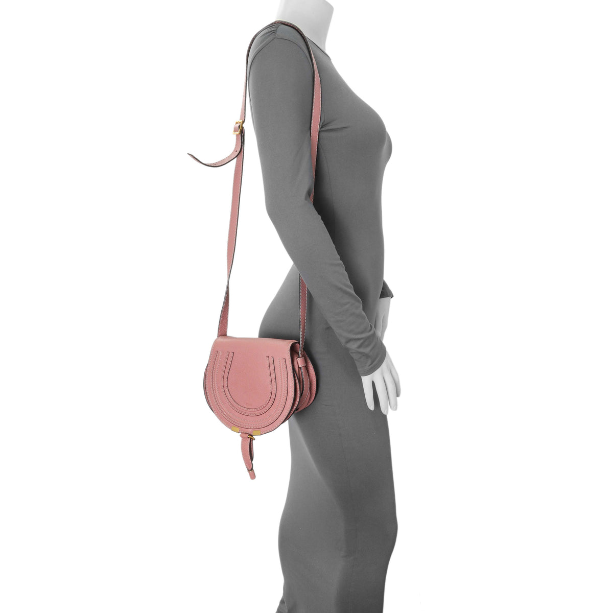 Chloe Pink Calfskin Mini Marcie Round Crossbody Handbags Chloe