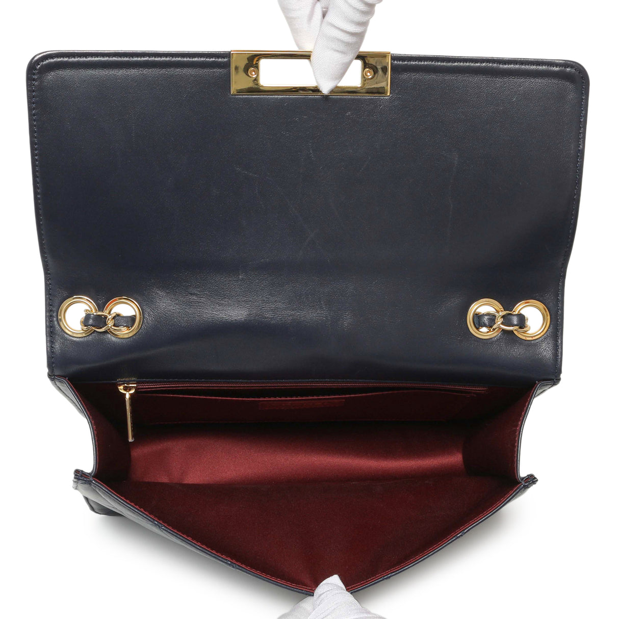 Chanel Navy Quilted Lambskin Large Golden Class Flap Handbags Chanel