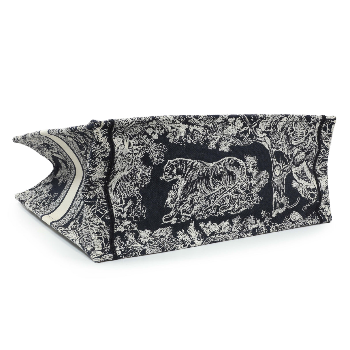 Christian Dior Canvas Embroidered Dioriviera Reverse Striped Toile De Jouy Large Book Tote Handbags Christian Dior