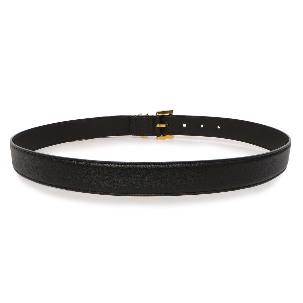 Saint Laurent Black Smooth Calfskin Monogram Square Buckle Belt Saint Laurent