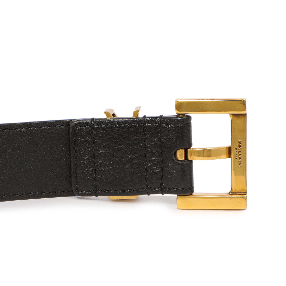 Saint Laurent Black Smooth Calfskin Monogram Square Buckle Belt Saint Laurent
