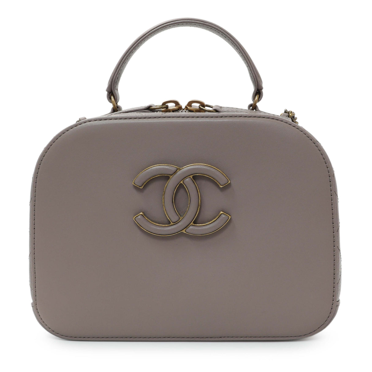 Chanel Taupe Calfskin Coco Curve Vanity Case Handbags Chanel