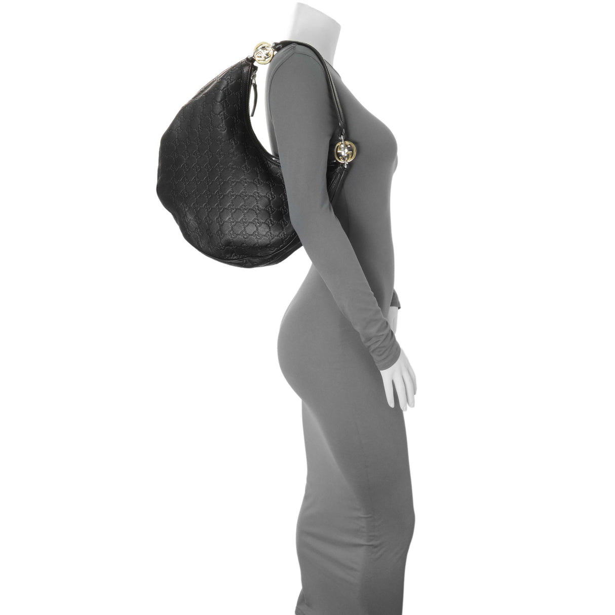 Gucci Black Guccissima Twins Hobo Medium