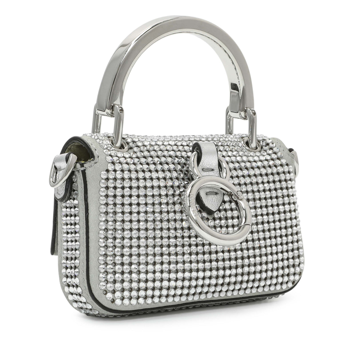 Fendi Grey Nubuck Crystal Nano Baguette Charm Handbags Fendi