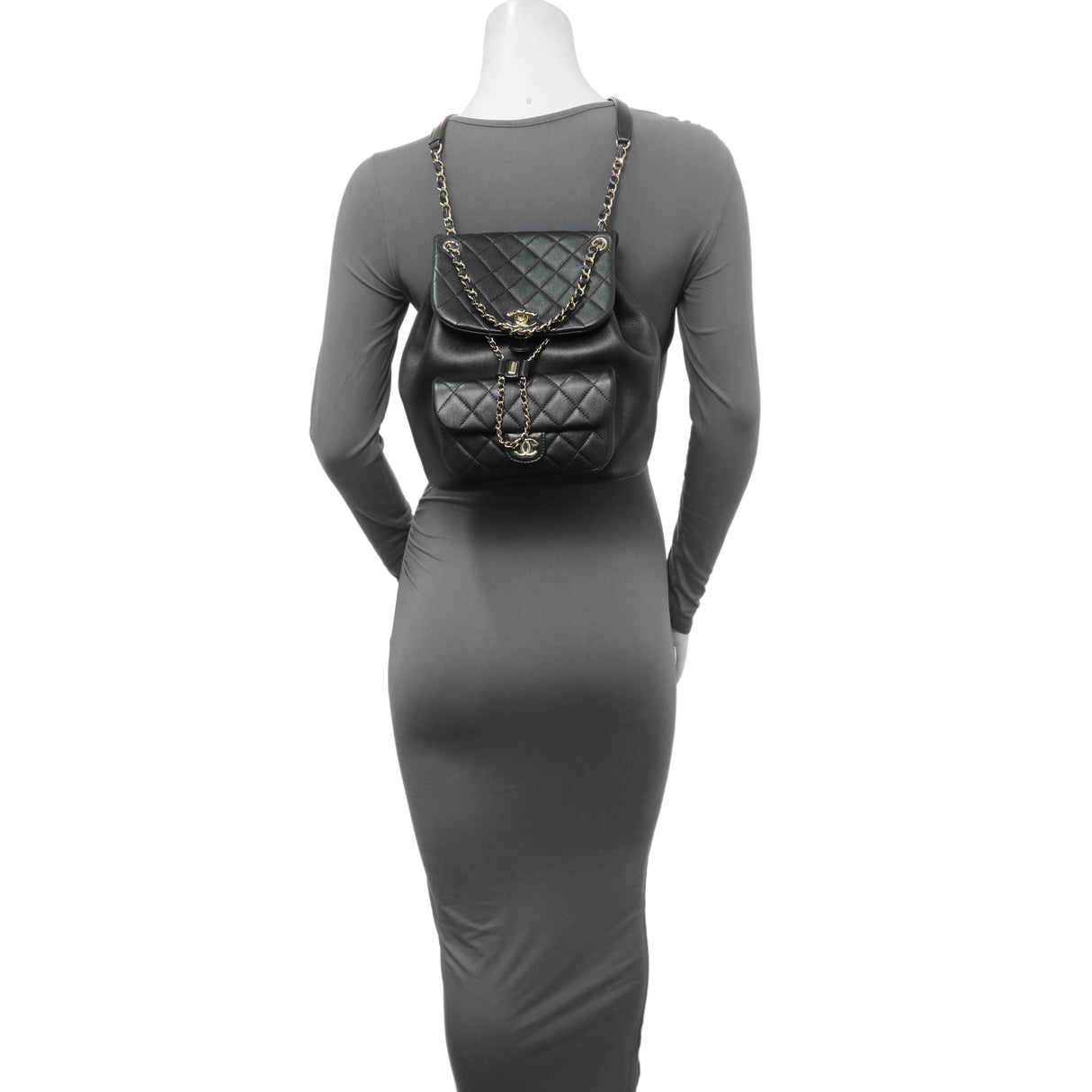 Chanel Black Lambskin Quilted Large Duma Drawstring Backpack Handbags Chanel