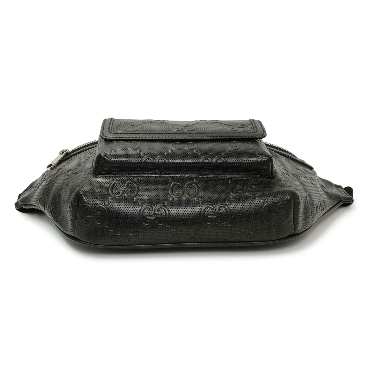 Gucci Black Calfskin GG Tennis Embossed Pocket Belt Bag Handbags Gucci