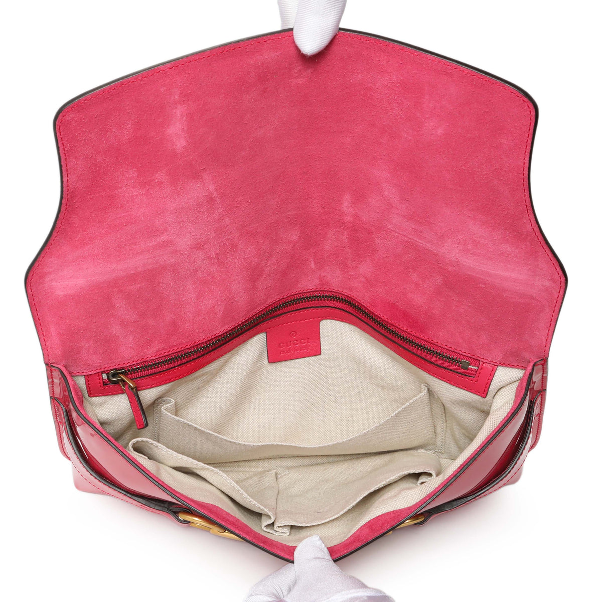 Gucci Pink Patent Large Bright Bit Clutch Handbags Gucci