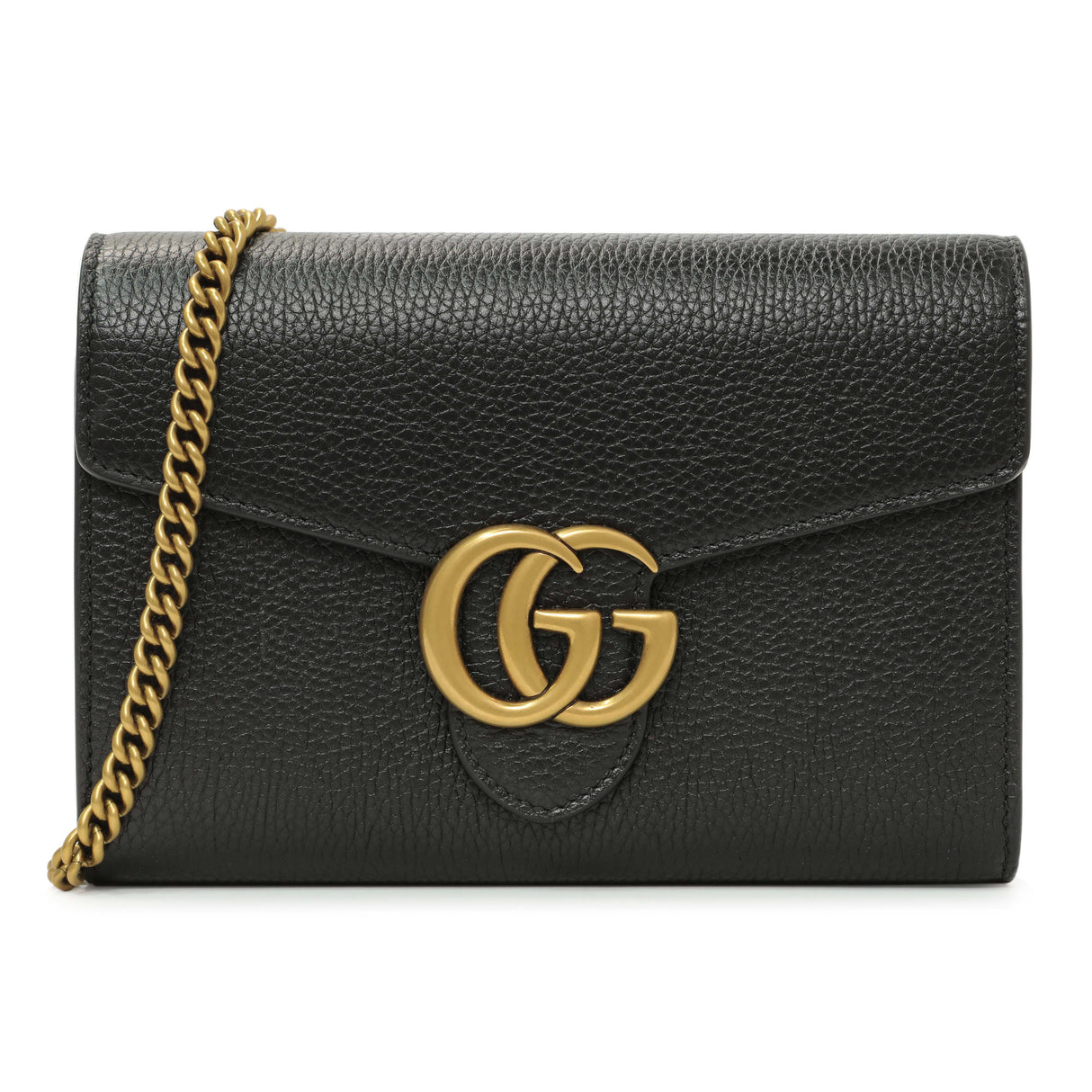 Gucci Black Calfskin GG Marmont Chain Wallet Handbags Gucci