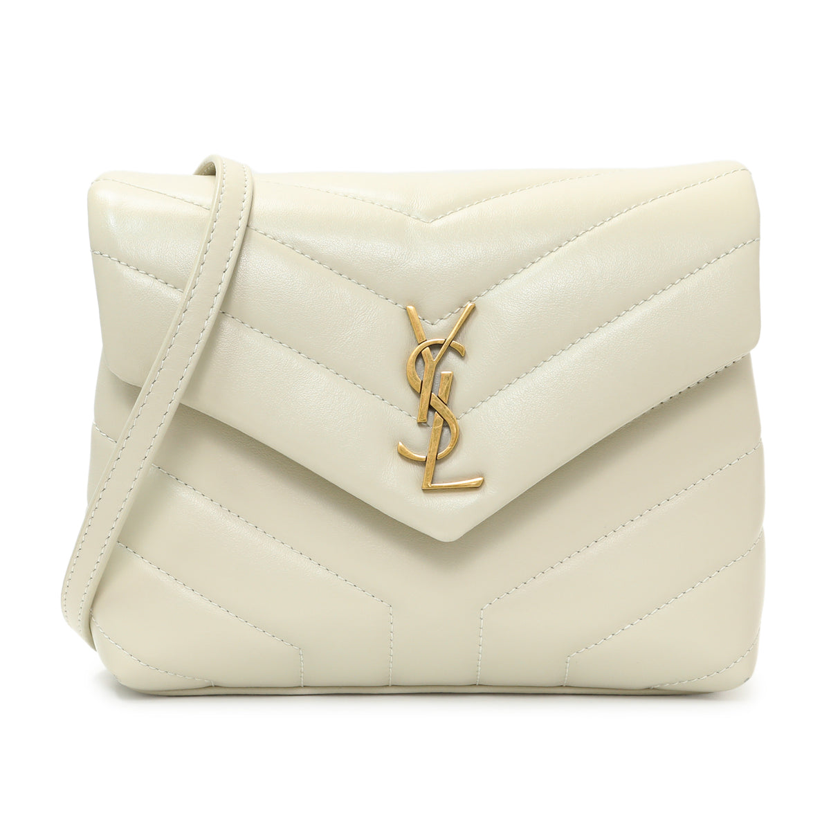 Saint Laurent Ivory Calfskin Monogram Toy Loulou Crossbody Handbags Saint Laurent
