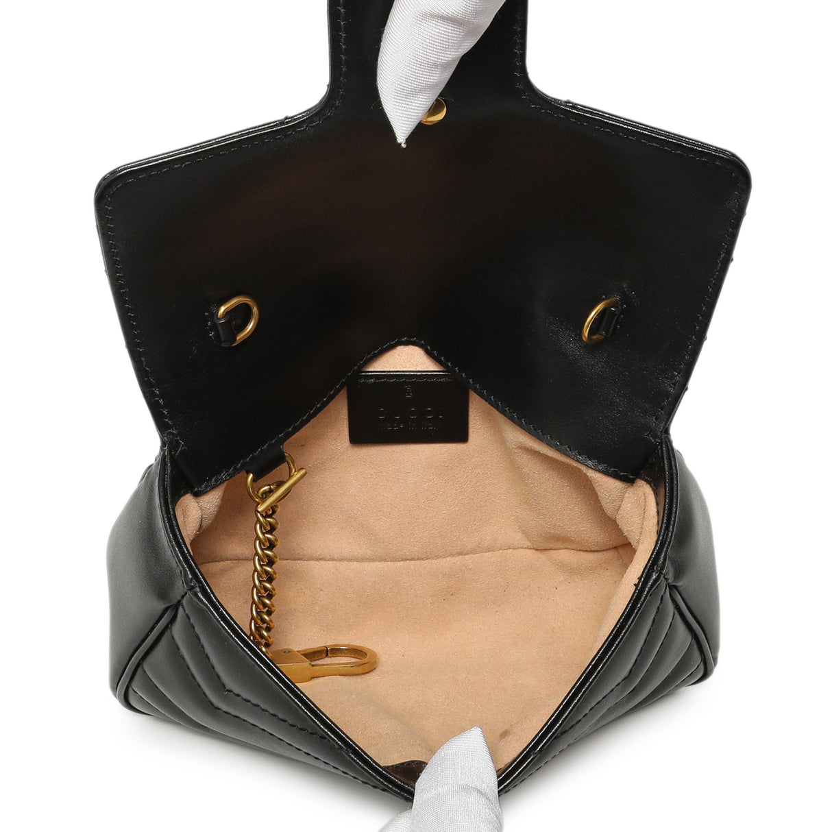 Gucci Black Calfskin Matelasse Super Mini GG Marmont Handbags Gucci