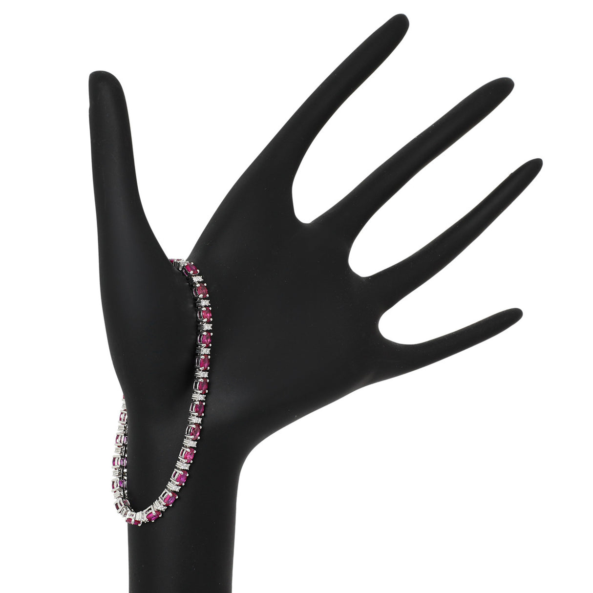 18K White Gold 8.06 Carat Ruby & Diamond Tennis Bracelet Modaselle