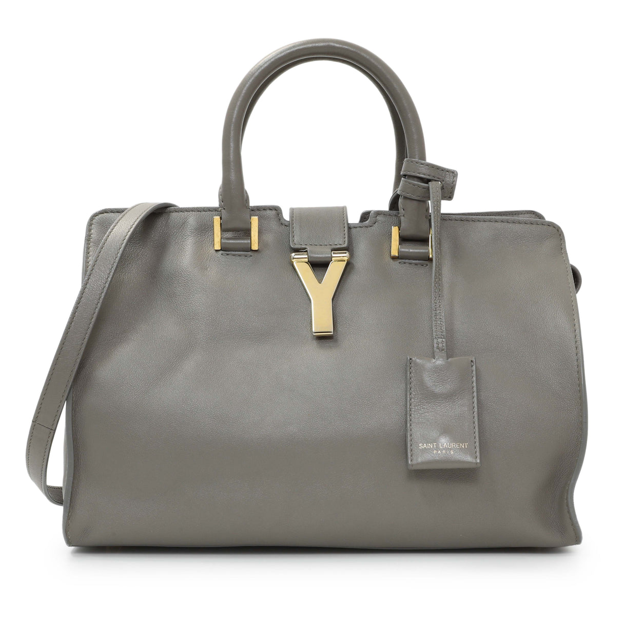 Saint Laurent Grey Calfskin Small Classic Y Cabas Handbags Saint Laurent