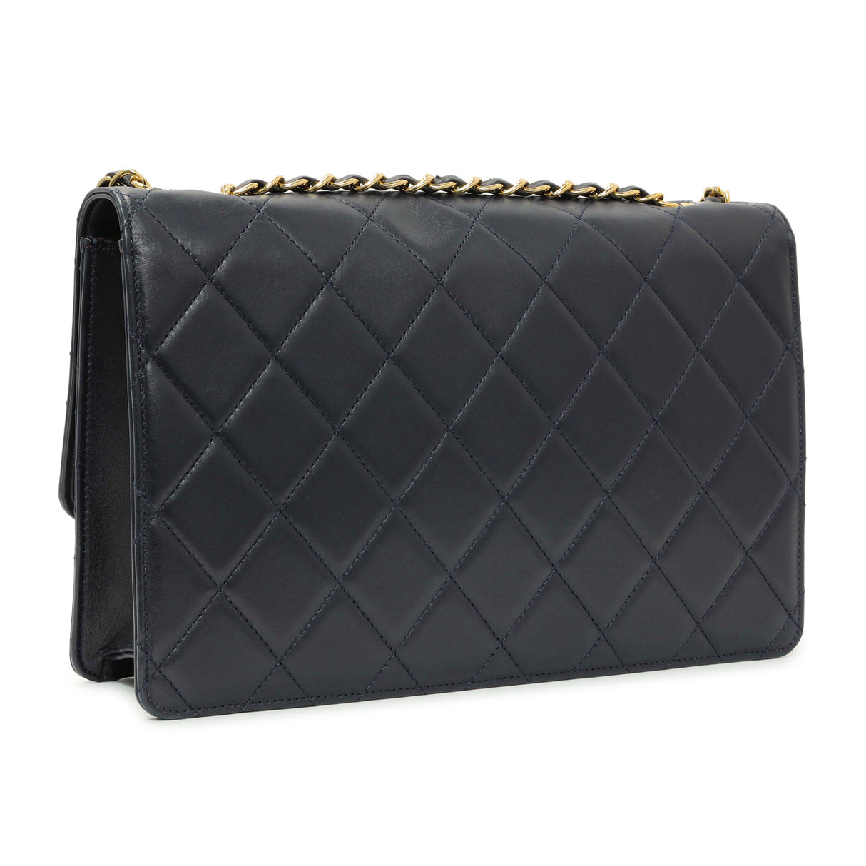 Chanel Navy Quilted Lambskin Large Golden Class Flap Handbags Chanel