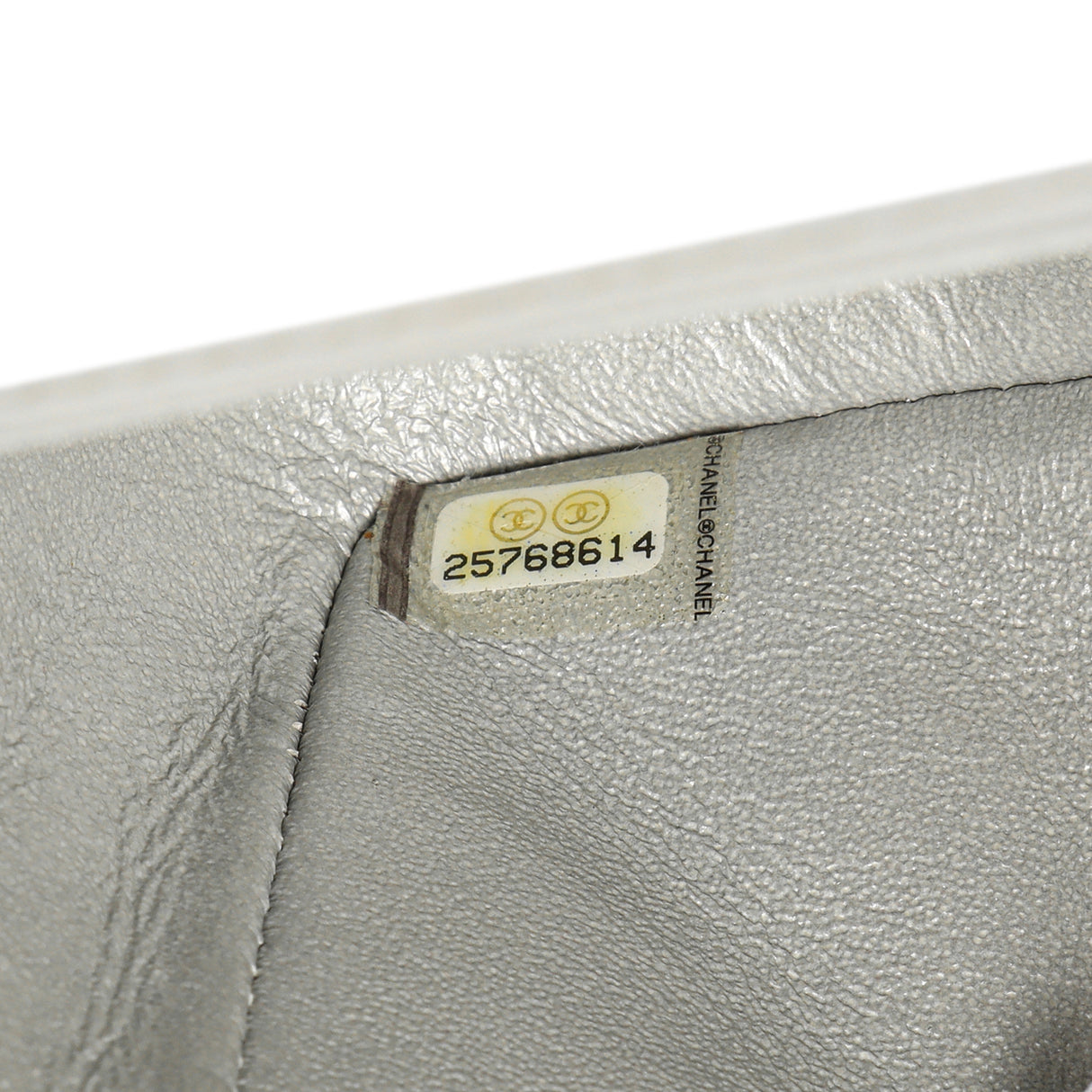 Chanel Silver Metallic Patent Crumpled Calfskin Chevron Quilted Mini Square Flap Handbags Chanel