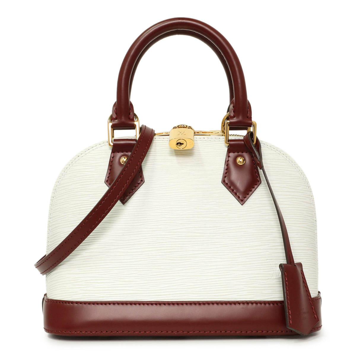 Louis Vuitton White/Burgundy Epi Alma BB Handbags Louis Vuitton