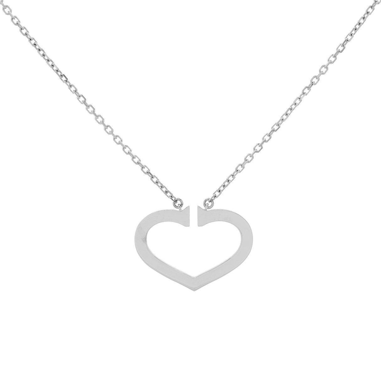 Cartier 18K White Gold Diamond Large Hearts and Symbols Pendant Necklace Designer Jewellery Cartier