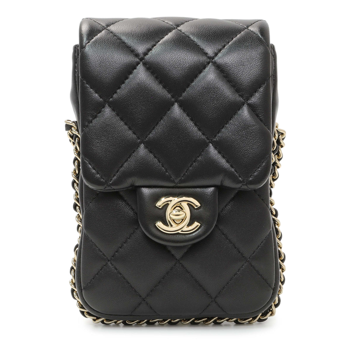 Chanel Black Quilted Lambskin My Precious Phone Case Flap Bag Handbags Chanel