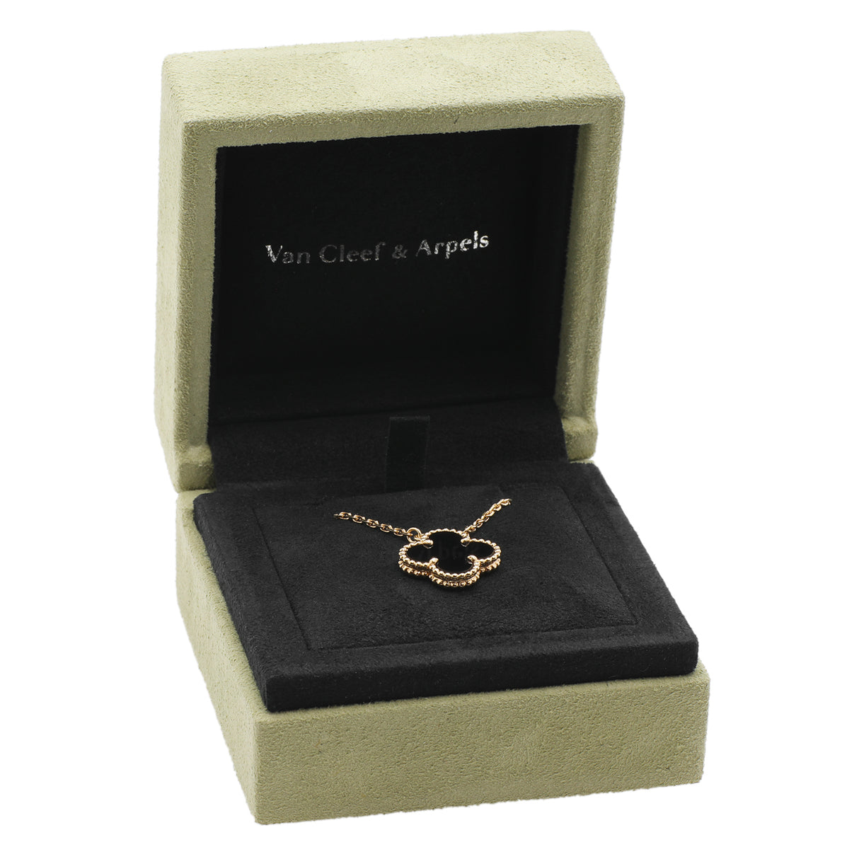 Van Cleef & Arpels 18K Yellow Gold & Onyx Vintage Alhambra Pendant Designer Jewellery Van Cleef and Arpels