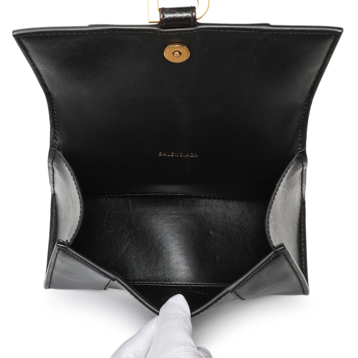 Balenciaga Black Calfskin Mini Hourglass Top Handle Bag Handbags Balenciaga