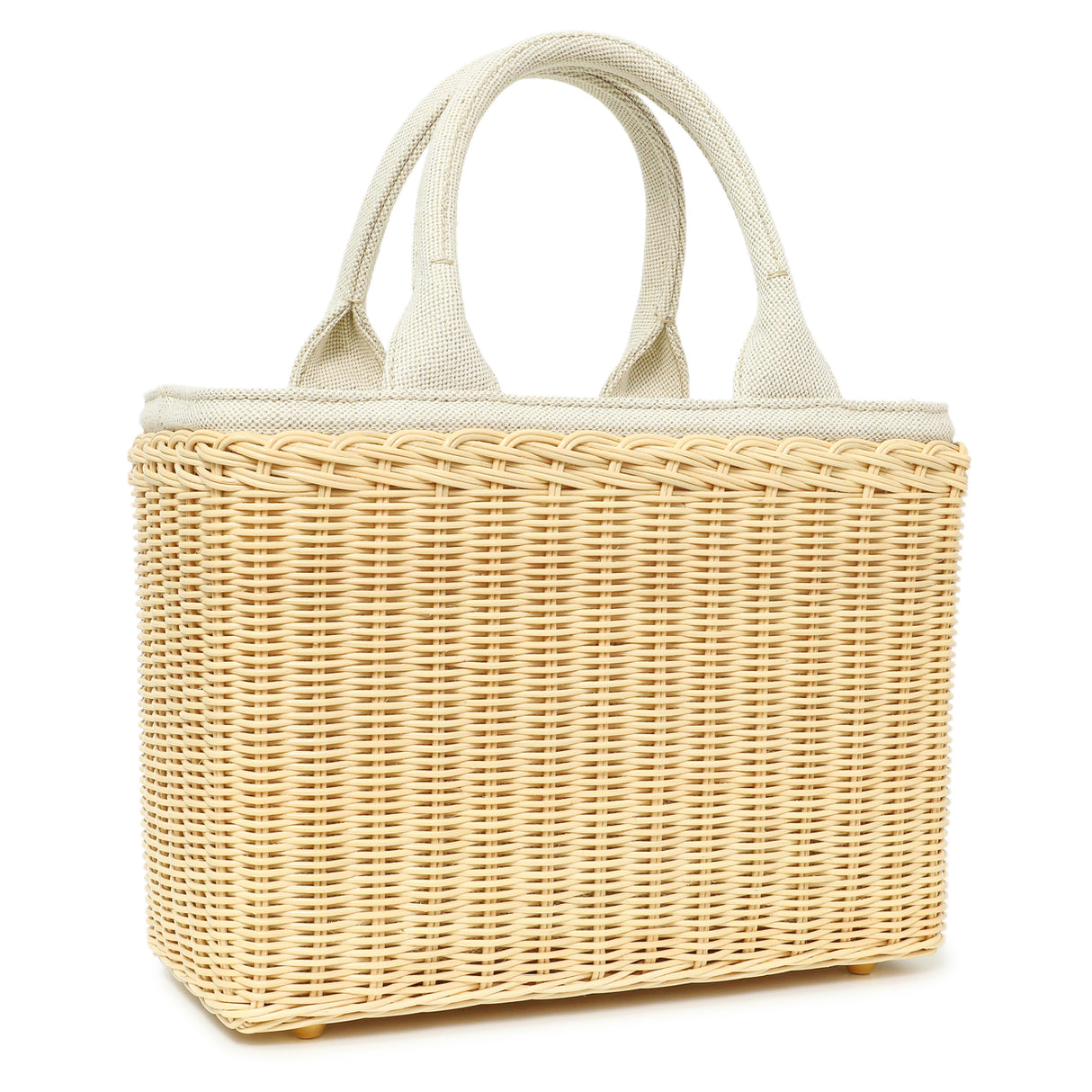 Prada Beige Wicker Linen Medium Tote Handbags Prada