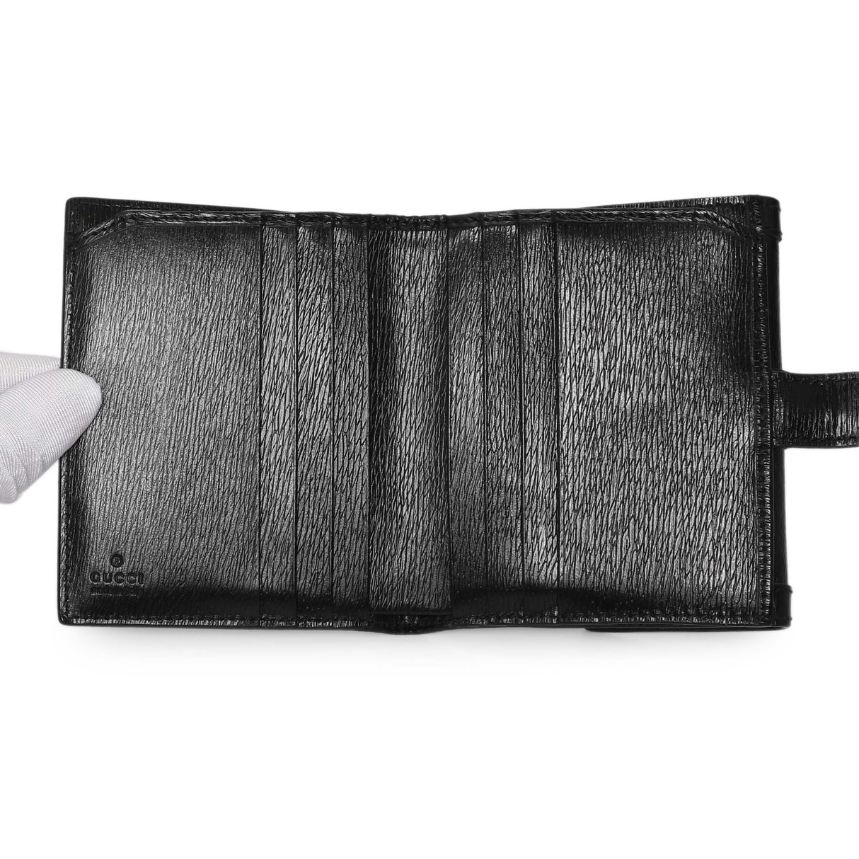 Gucci Black Calfskin Vintage Compact Wallet Accessories Gucci