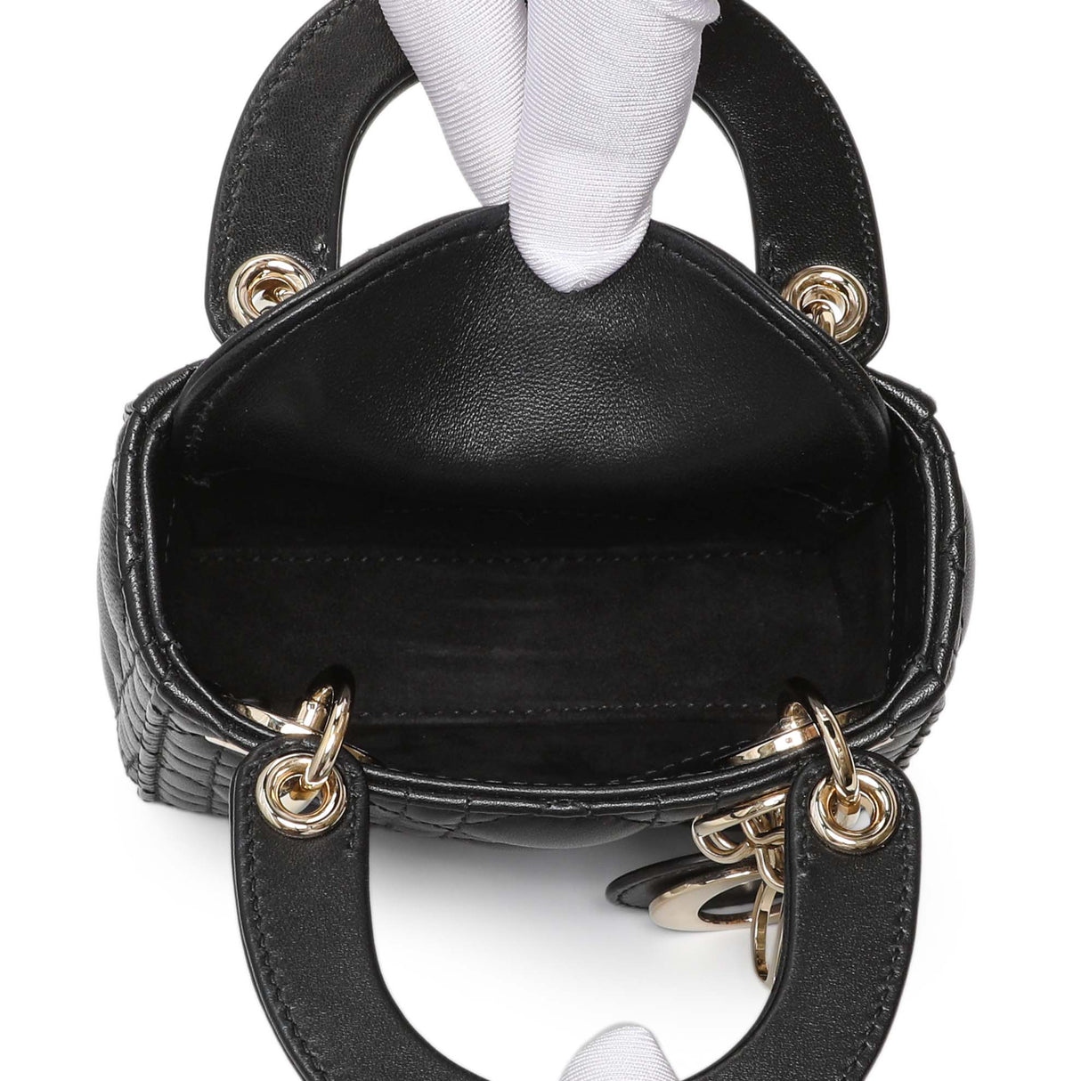 Christian Dior Black Lambskin Cannage Micro Lady Dior Handbags Christian Dior