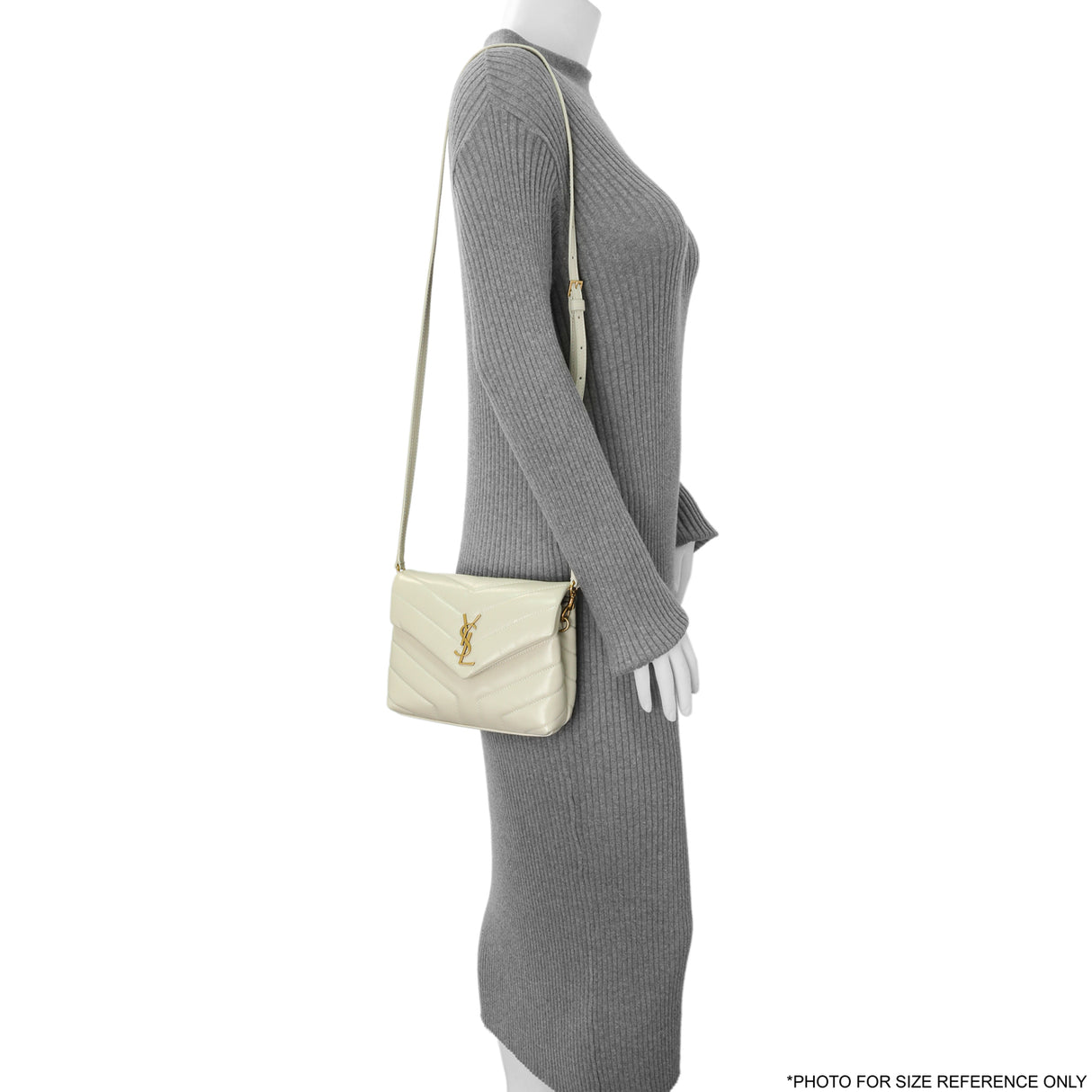 Saint Laurent Ivory Calfskin Monogram Toy Loulou Crossbody Handbags Saint Laurent