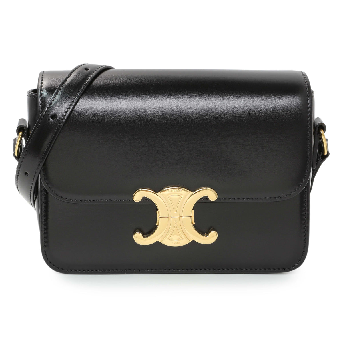 Celine Black Shiny Calfskin Teen Triomphe Handbags Celine