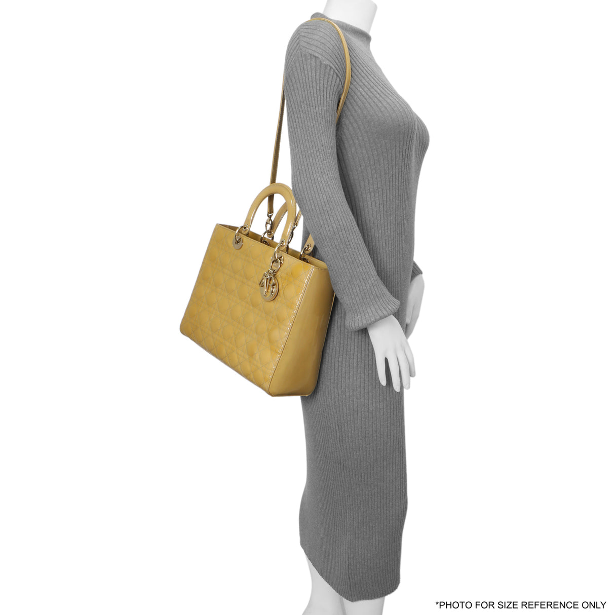 Christian Dior Beige Patent Cannage Large Lady Dior Handbags Christian Dior