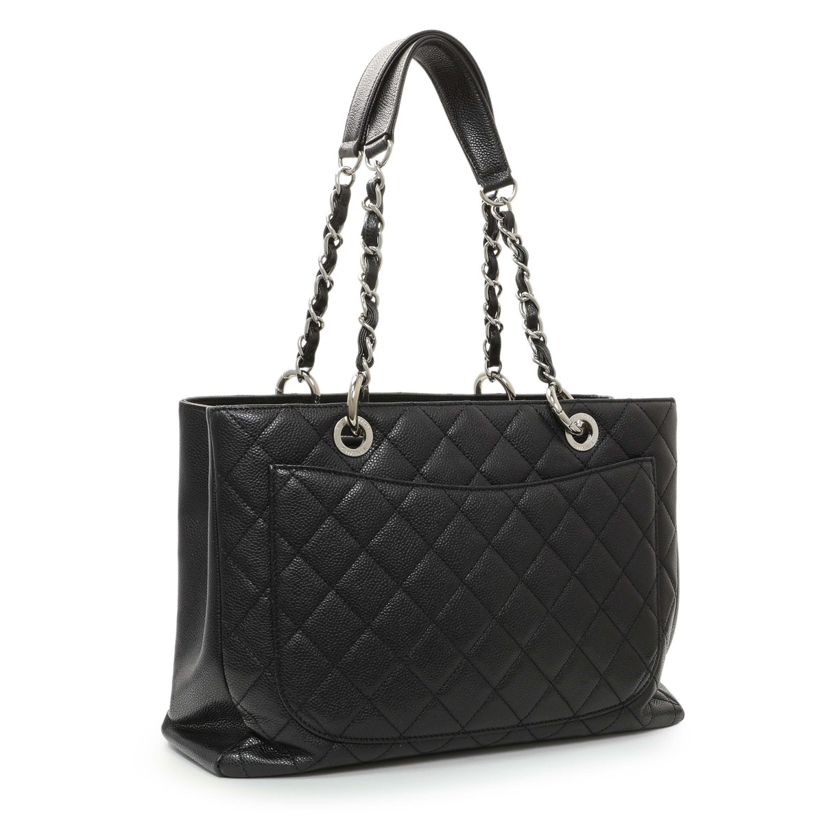 Chanel Black Quilted Caviar Grand Shopping Tote GST Handbags Chanel