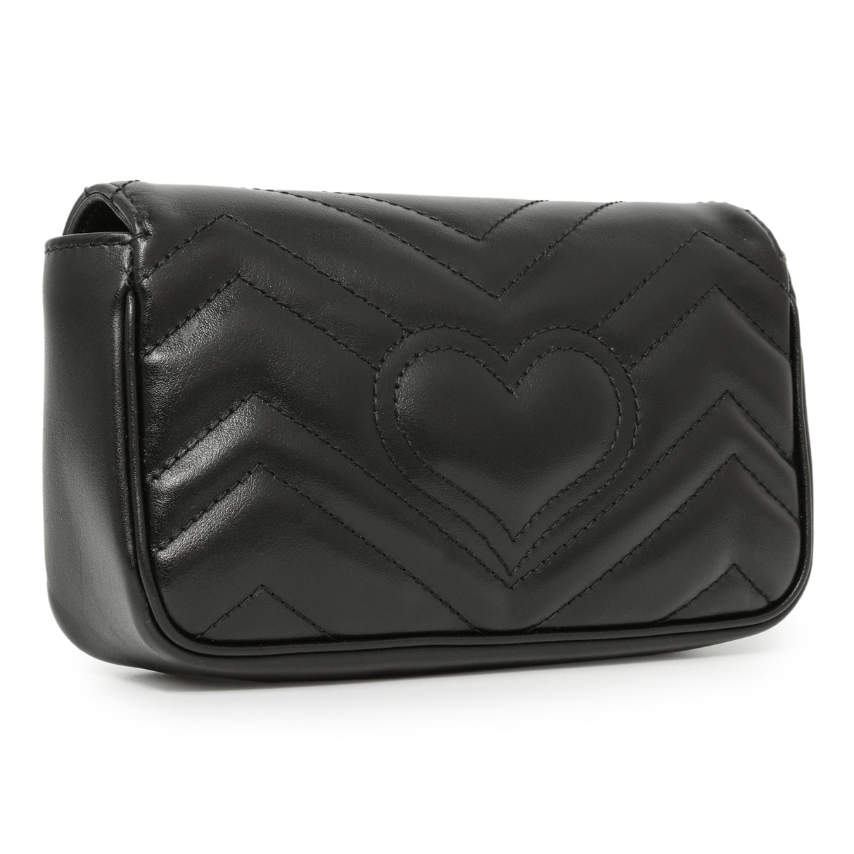 Gucci Black Calfskin Matelasse Super Mini GG Marmont Handbags Gucci