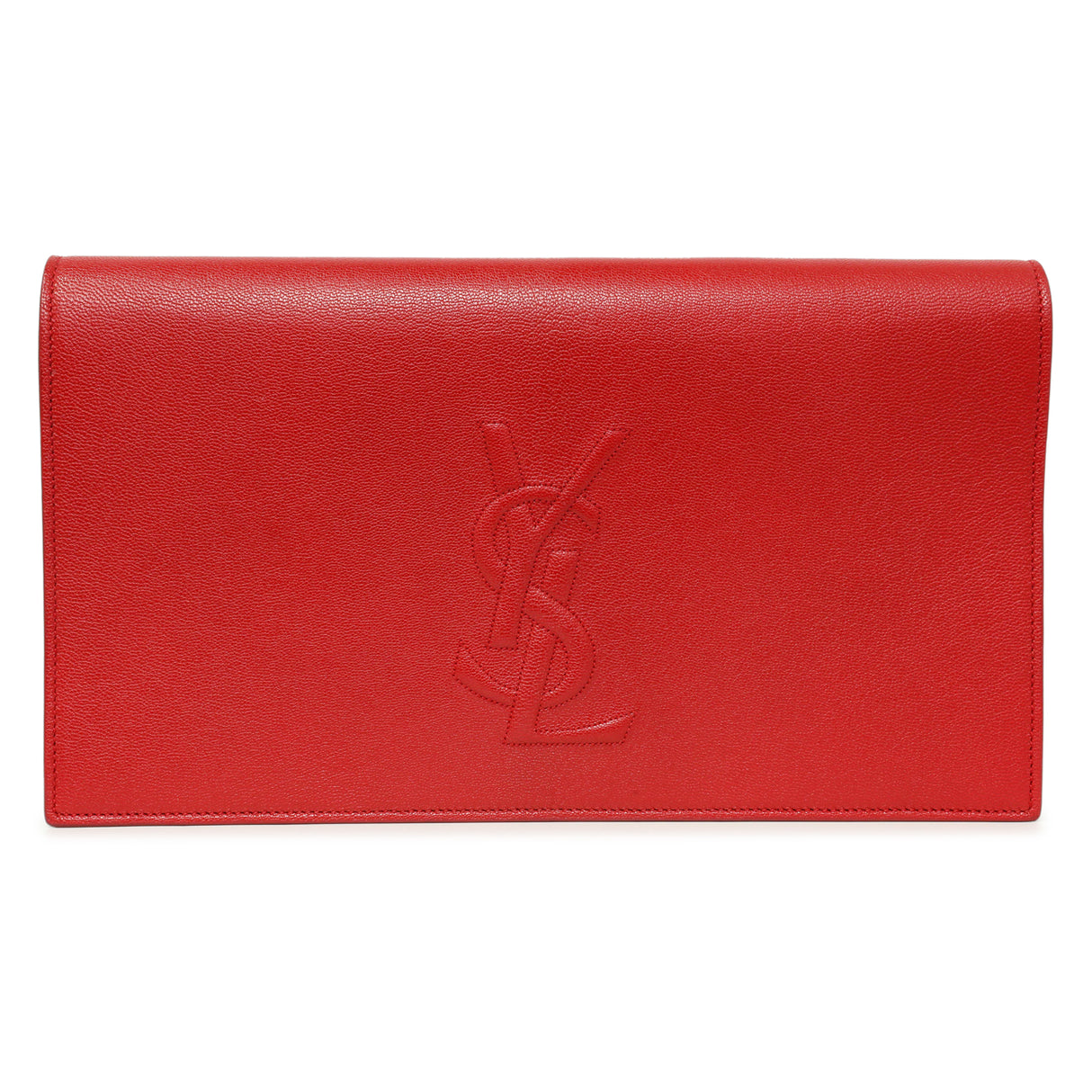 Saint Laurent Red Calfskin Monogram Belle de Jour Clutch Handbags Saint Laurent