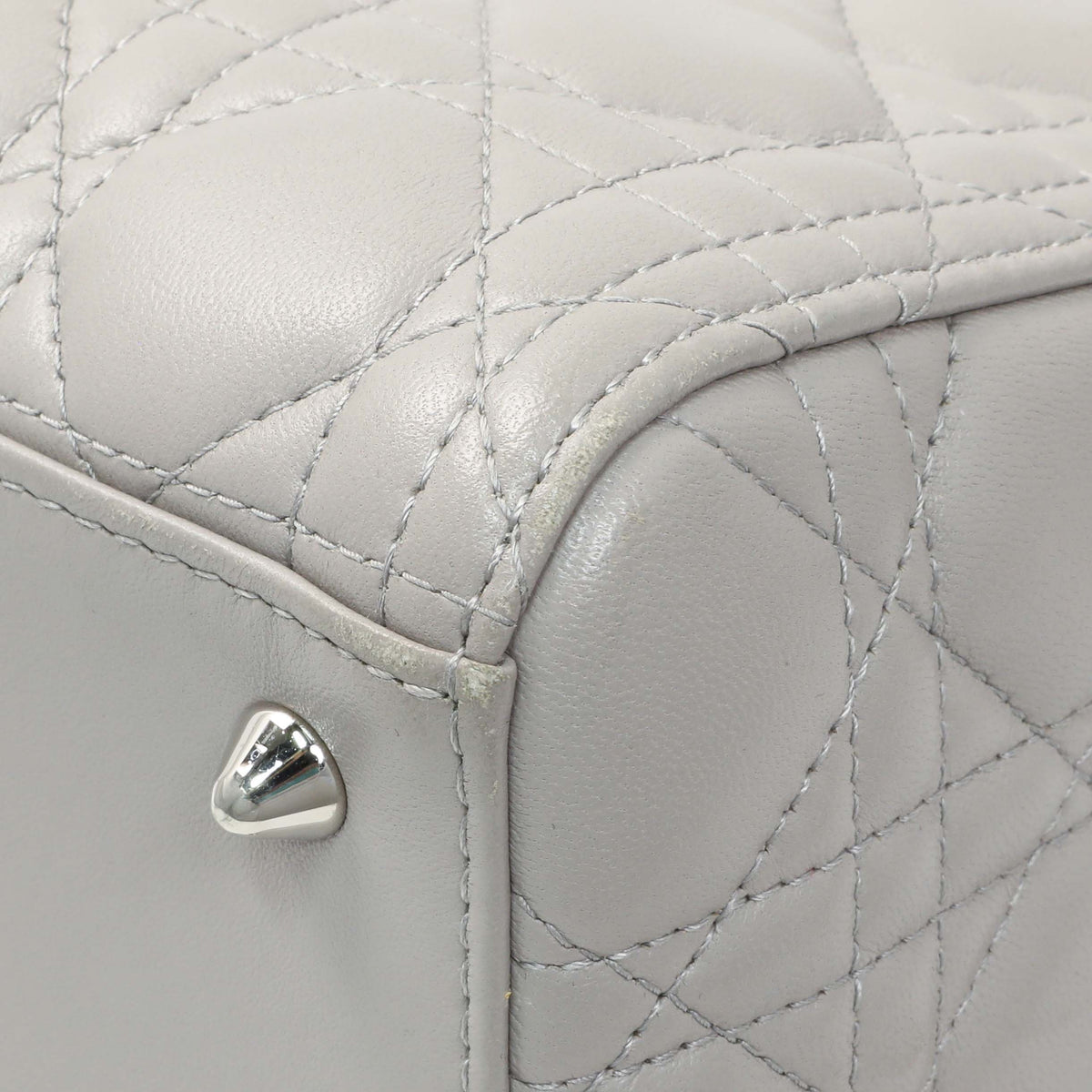 Christian Dior Grey Lambskin Cannage Medium Lady Dior Handbags Christian Dior